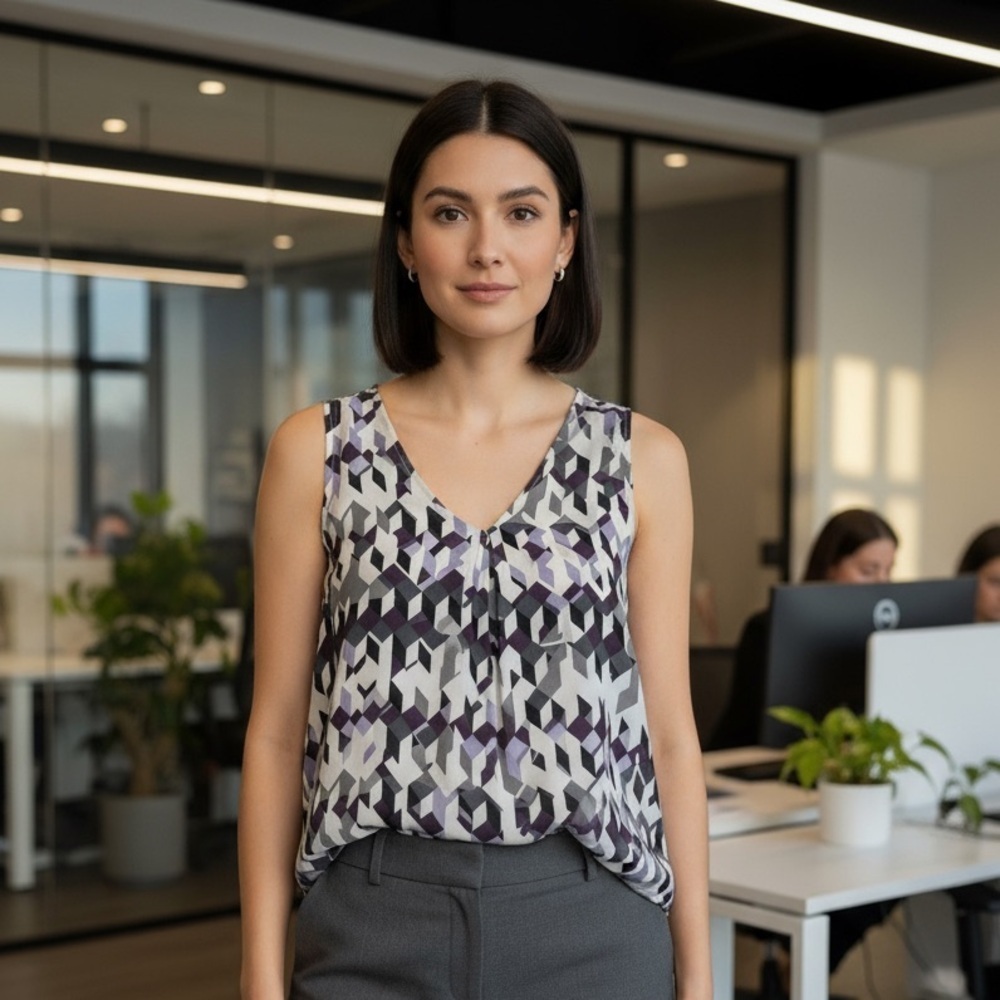 Ricki's Patterned Sleeveless Tank in Purple and Black